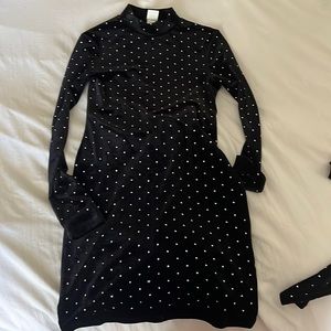 velvet long sleeve black dress